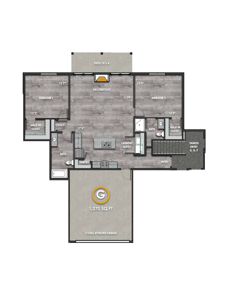 Northline Apartment G - 2 Bedroom 2 Bath, 1st Floor
