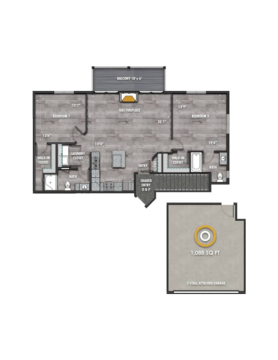 Northline Apartment O - 2 Bedroom 2 Bath, 2nd Floor