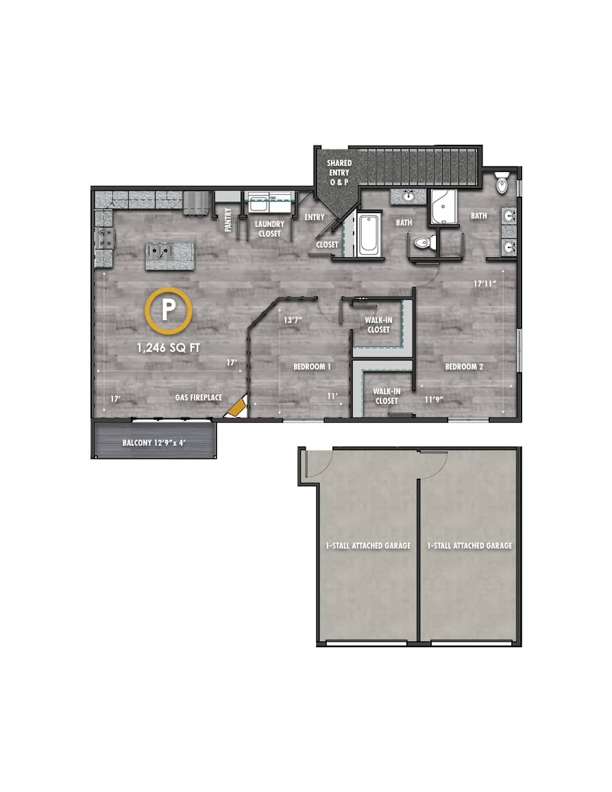 Northline Apartment P - 2 Bedroom 2 Bath, 2nd Floor