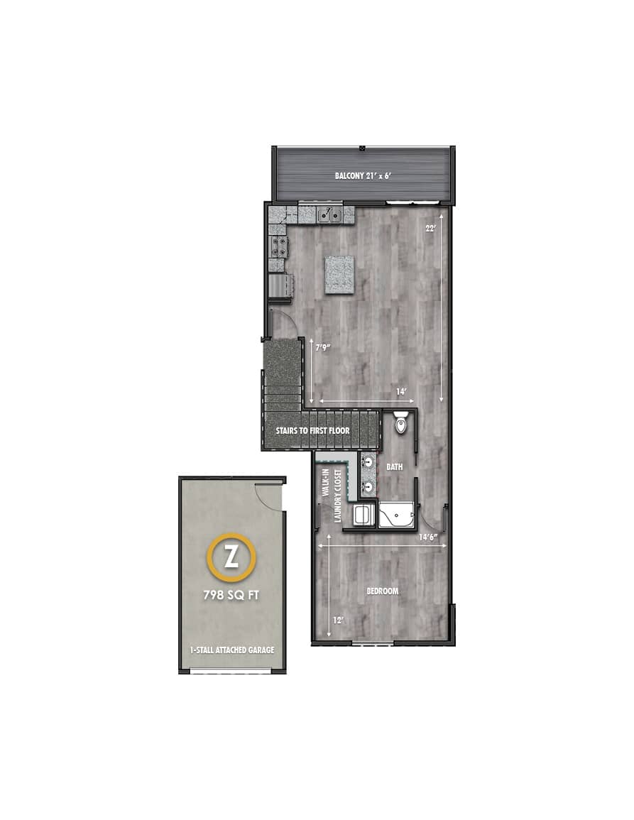 Northline Apartment Z - 1 Bedroom 1 Bath, 2nd Floor