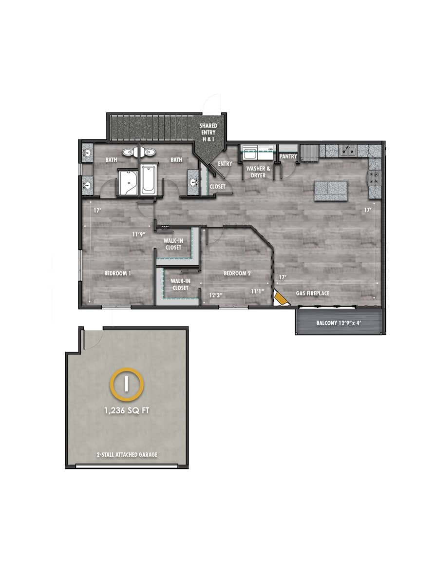 Northline Apartment I - 2 Bedroom 2 Bath, 2nd Floor